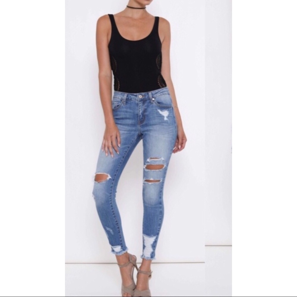SALE KANCAN MI-RISE DISTRESSED 👖SKINNY SZ 27 - Picture 3 of 4